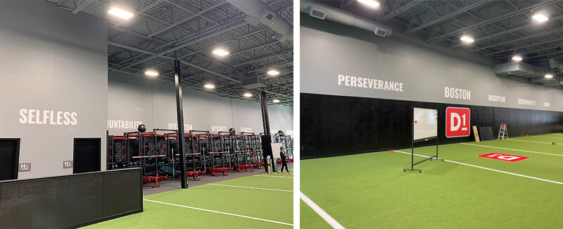 D1 Training's sign package included both exterior signage and interior décor.